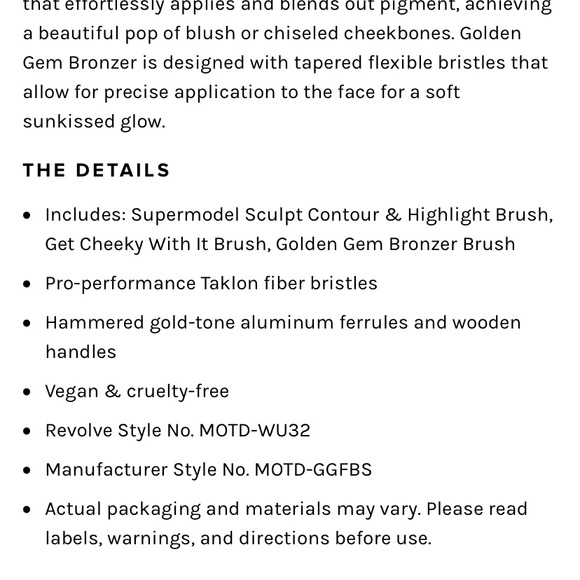 🌼HP🌼M.O.T.D. - Gold Goddess Face Brush Set - Picture 5 of 5